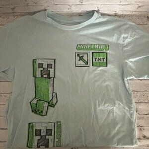 Mojang Studios Minecraft Light Blue Boys Shirt Size XXL
